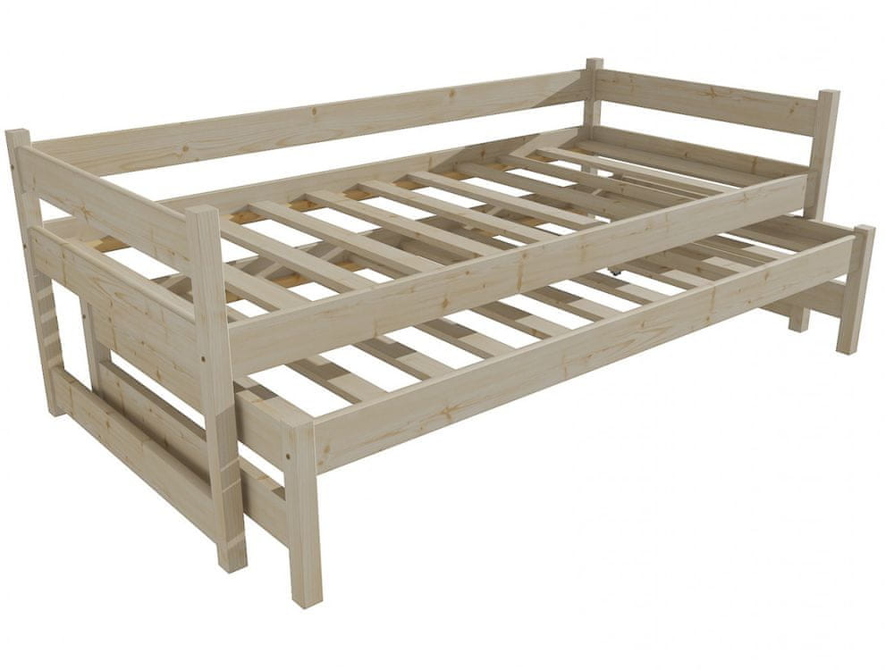 eoshop Detská posteľ s výsuvnou prístelkou DPV 003 (Rozmer: 90 x 180 cm, Farba dreva: surové drevo)